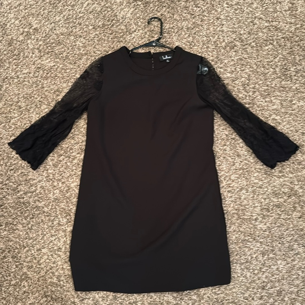 Lulus black dress with lace sleeves
